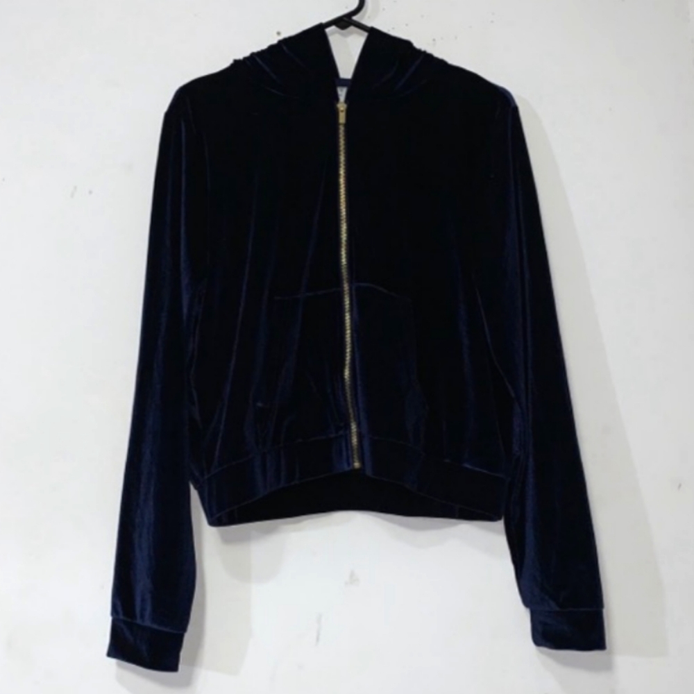 🌅- Fabletics sz L Navy Blue Velour Hoodie
